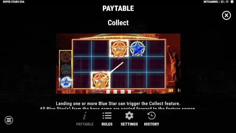 Super Stars USA - Collect-functie geactiveerd