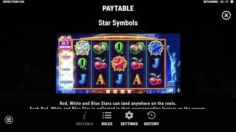 Super Stars USA - stersymbolen in Hold & Win
